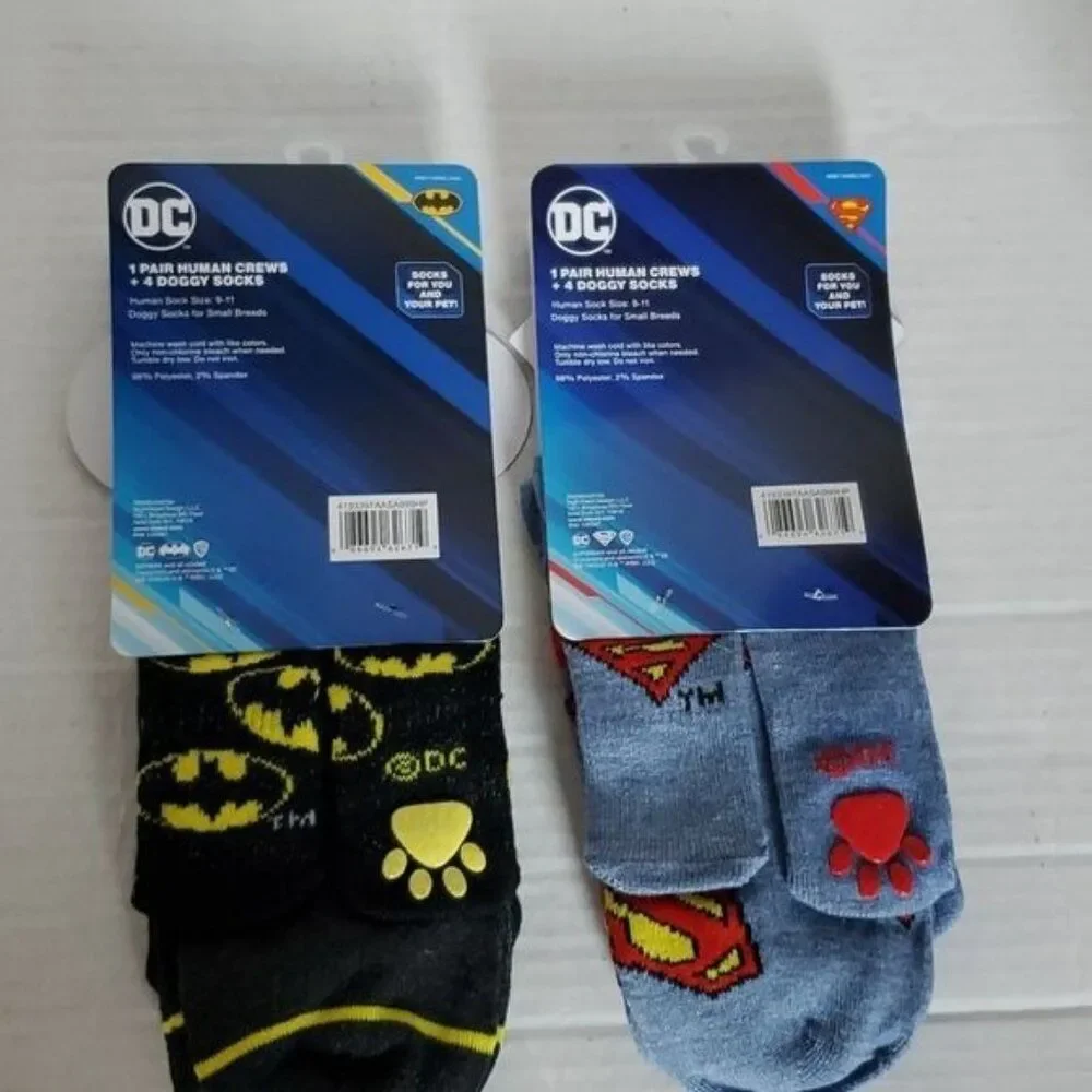DC BATMAN SUPERMAN CREW SOCKS MEN'S WOMEN'S WOMAN'S SMALL DOG CAT ANIMAL SOCK